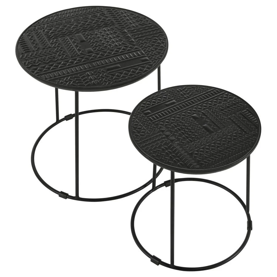 Loannis - 2 Piece Round Mango Wood Nesting Table - Matte Black - Image 3