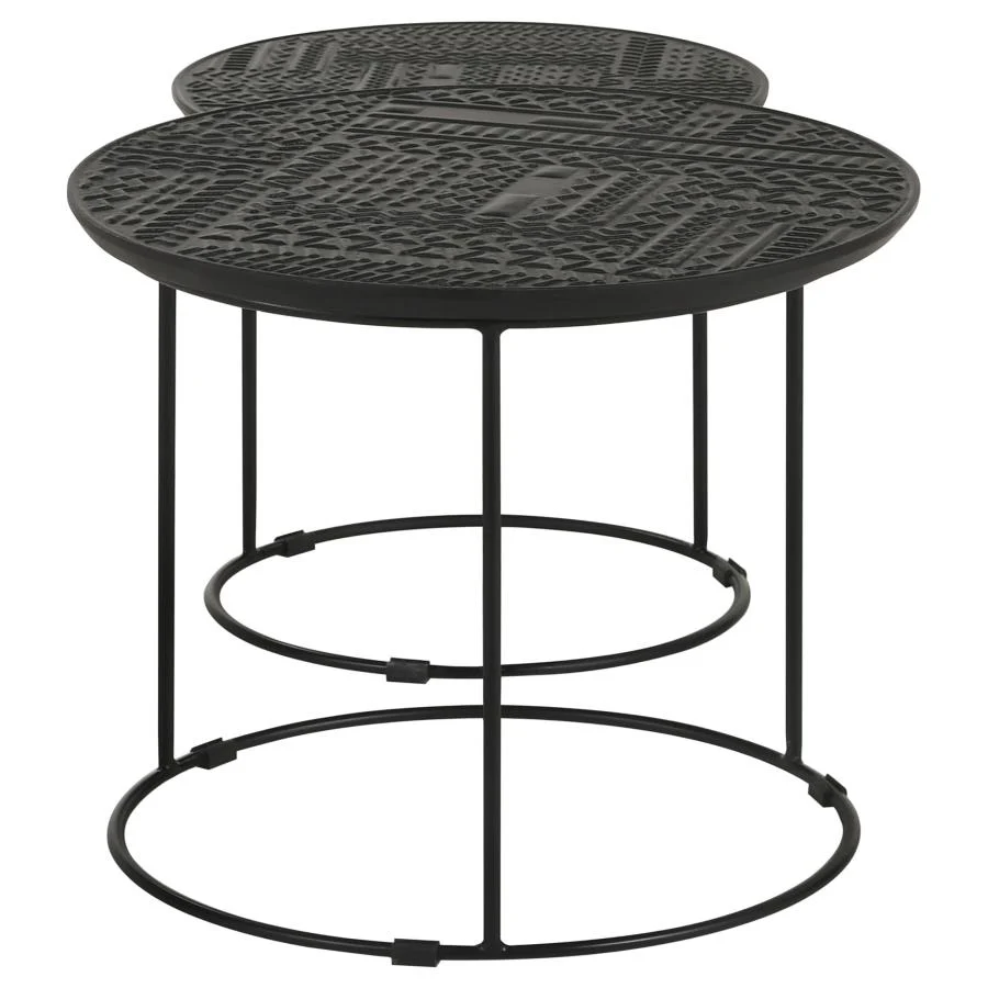 Loannis - 2 Piece Round Mango Wood Nesting Table - Matte Black - Image 6
