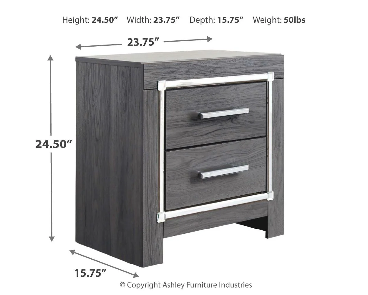 Lodanna - Two Drawer Night Stand - Gray - Image 4