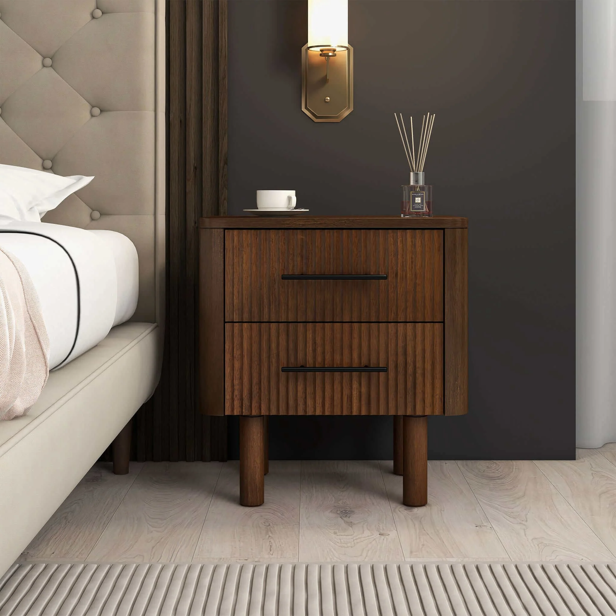 Logan - Nightsd Bed Side Tables With 2 Drawers - Brown - Image 9
