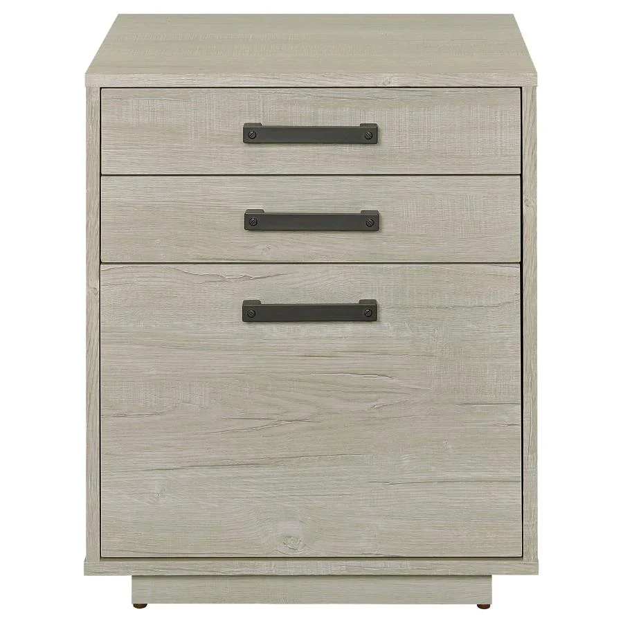 Loomis - 3-Drawer Home Office File Cabinet - Whitewashed Gray - Image 4