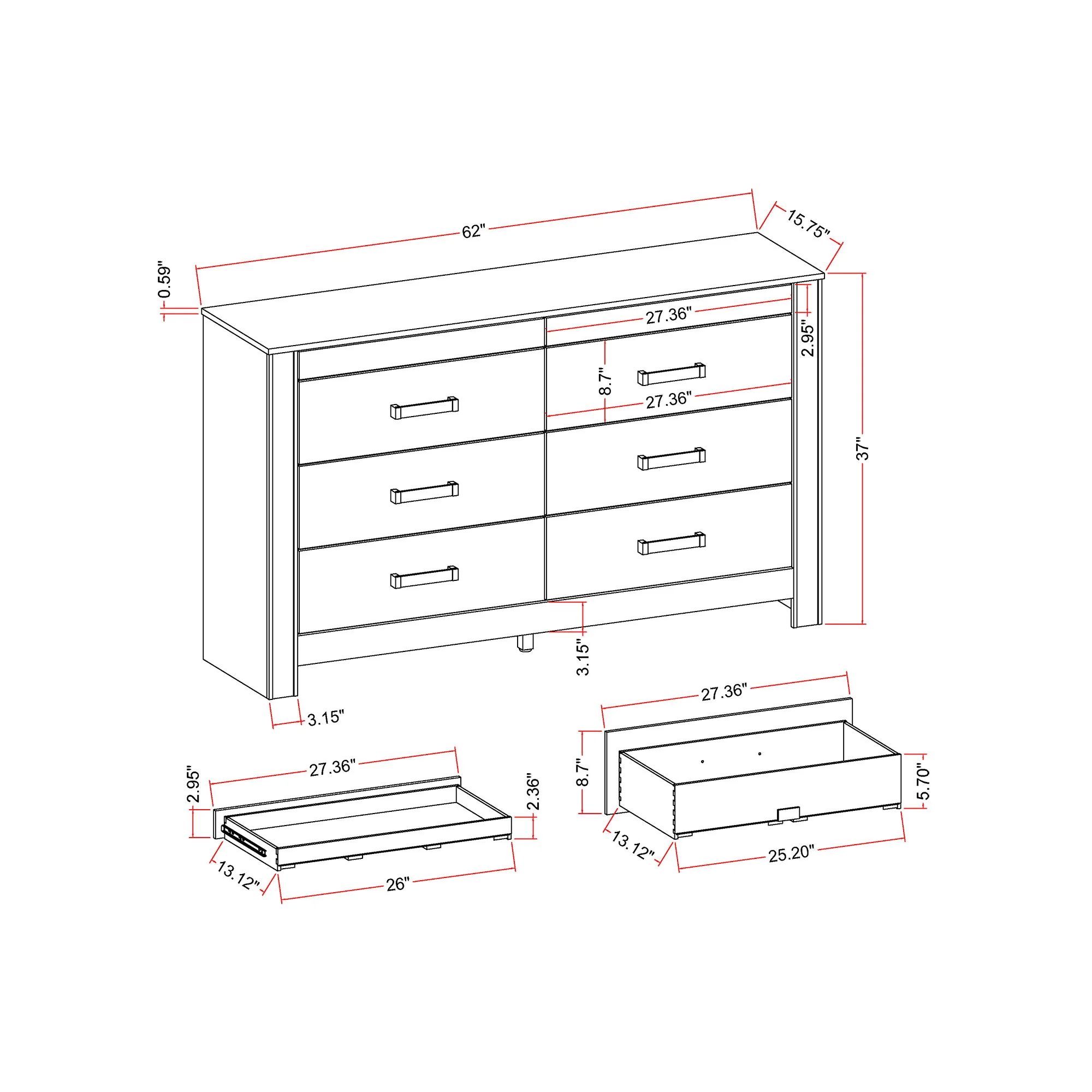 Lorenzo - Dresser With Hidden Jewelry Compartment And Bar Handles In - Silver - Image 3