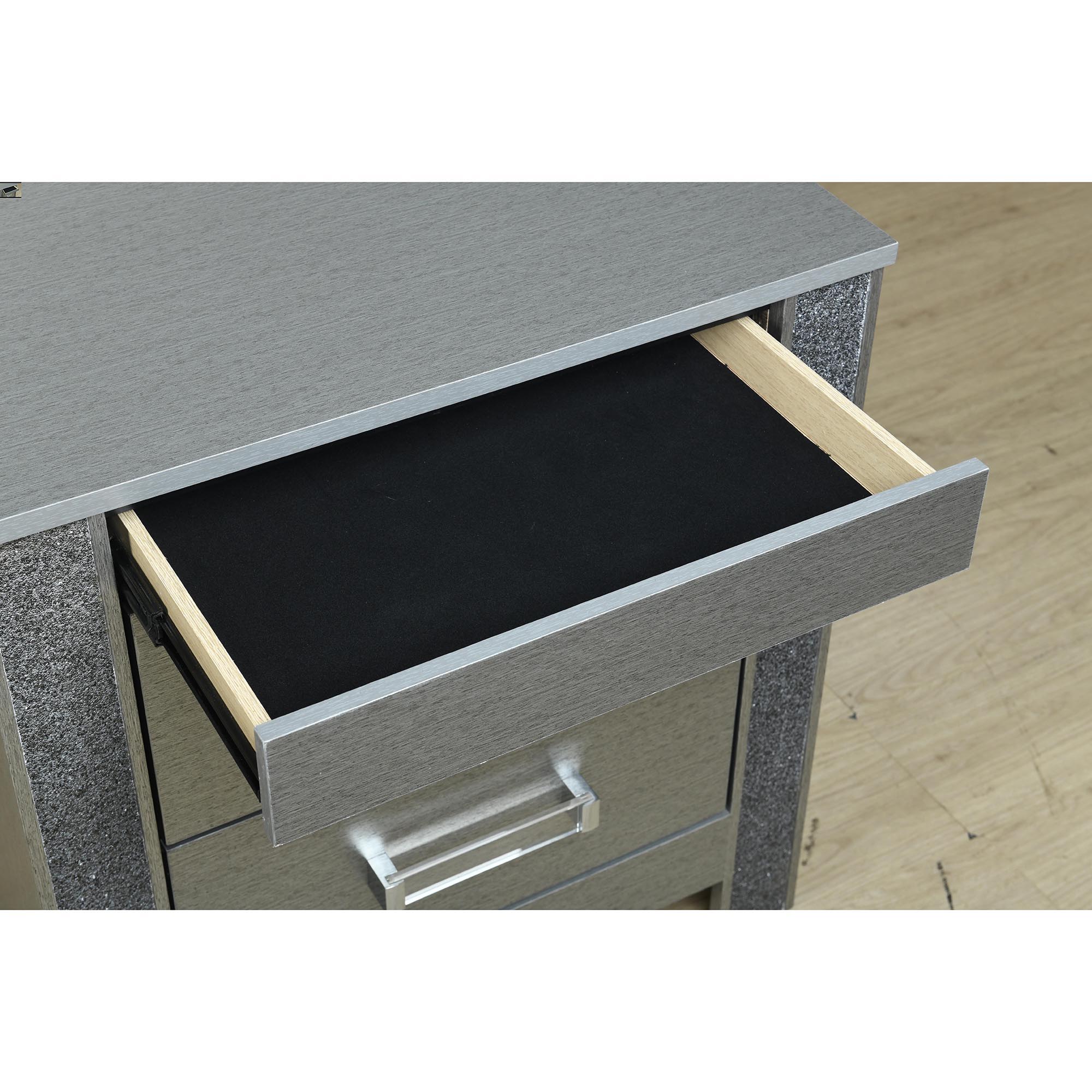Lorenzo - Nightstand With Hidden Compartment And Handles - Silver - Image 2
