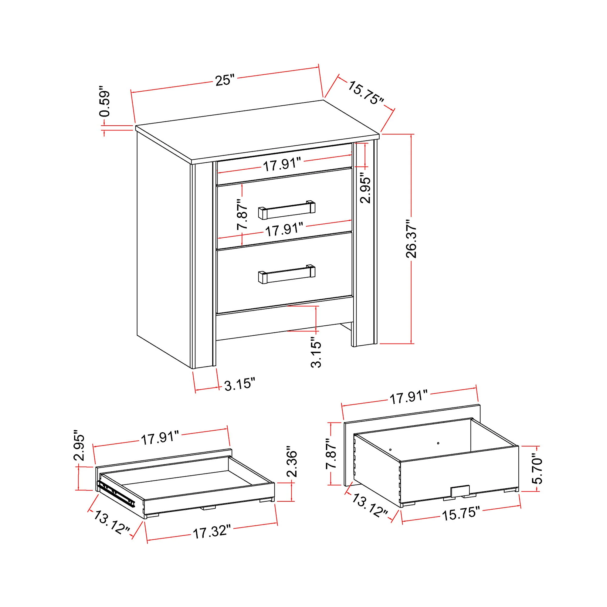 Lorenzo - Nightstand With Hidden Compartment And Handles - Silver - Image 6