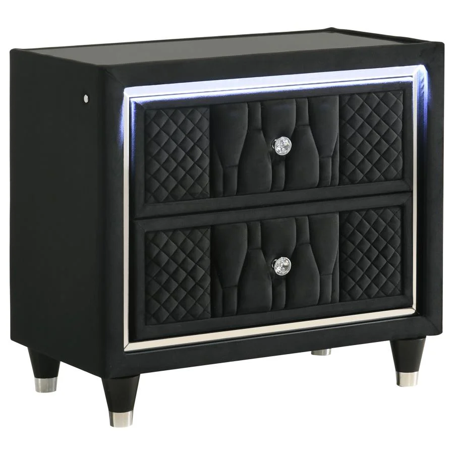 Lorient - 2-Drawer LED Nightstand With USB - Image 2