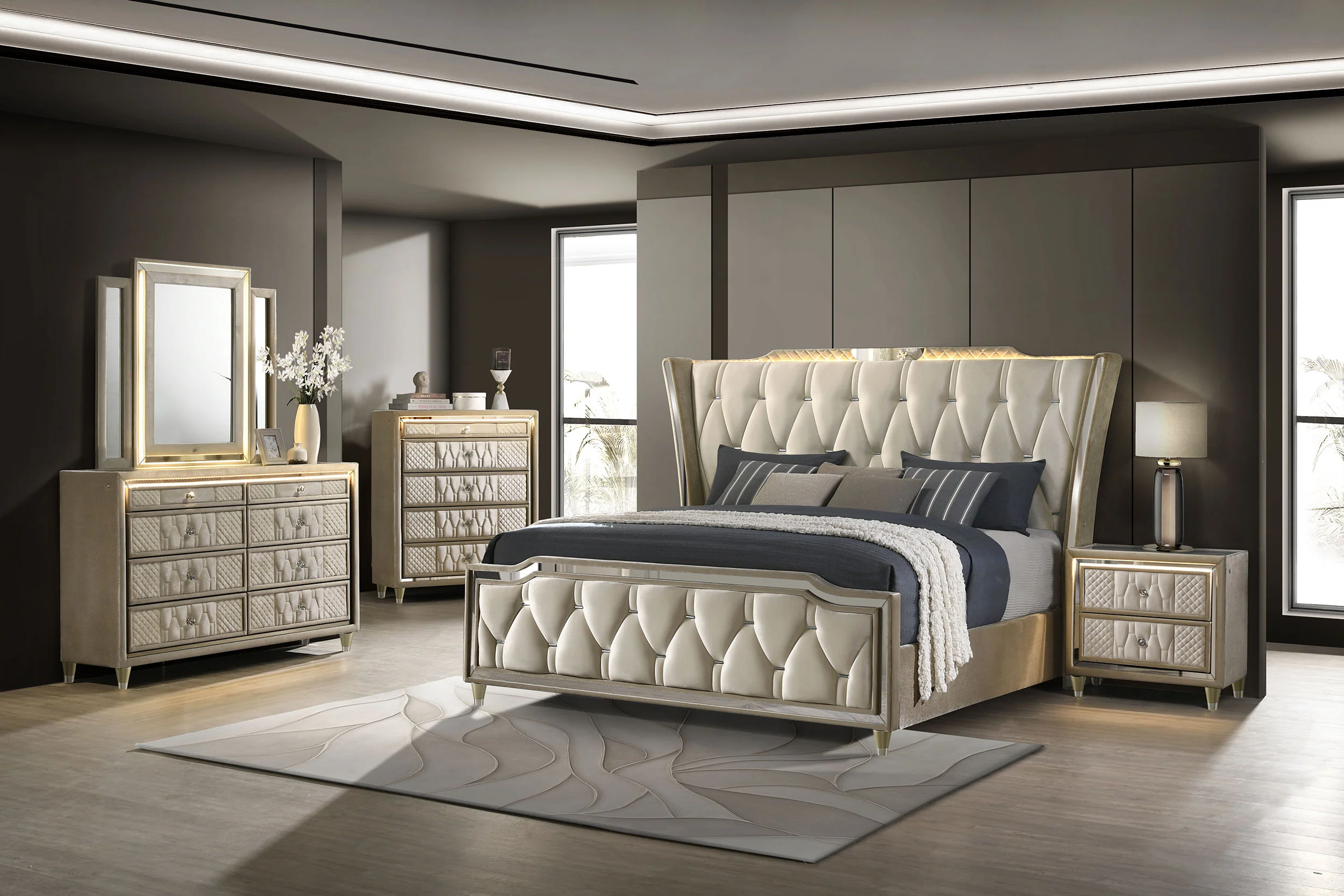 Lorient 5-piece Bedroom Set Ivory and Camel - Image 41