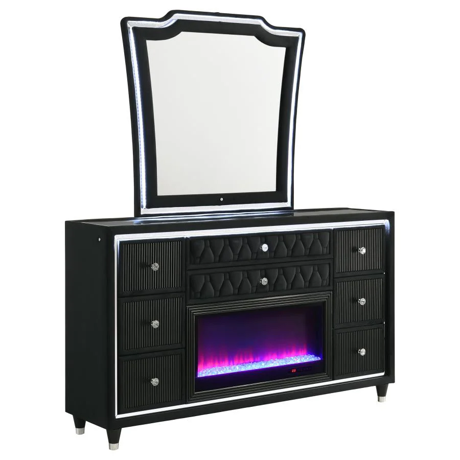 Lorient - 8-Drawer LED Bedroom Flame Box Dresser - Image 4