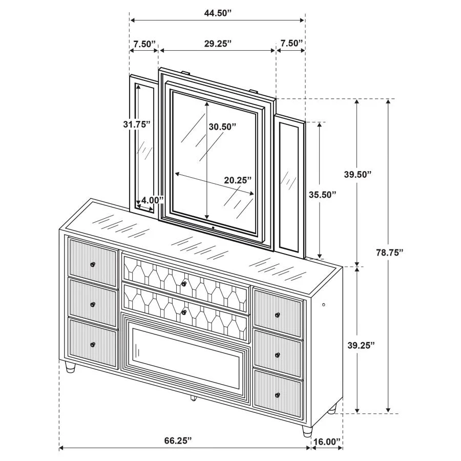 Lorient - 8-Drawer LED Bedroom Flame Box Dresser - Image 61