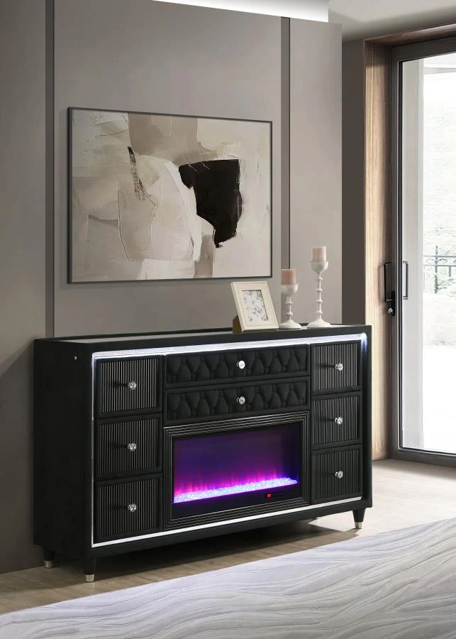 Lorient - 8-Drawer LED Bedroom Flame Box Dresser - Image 7