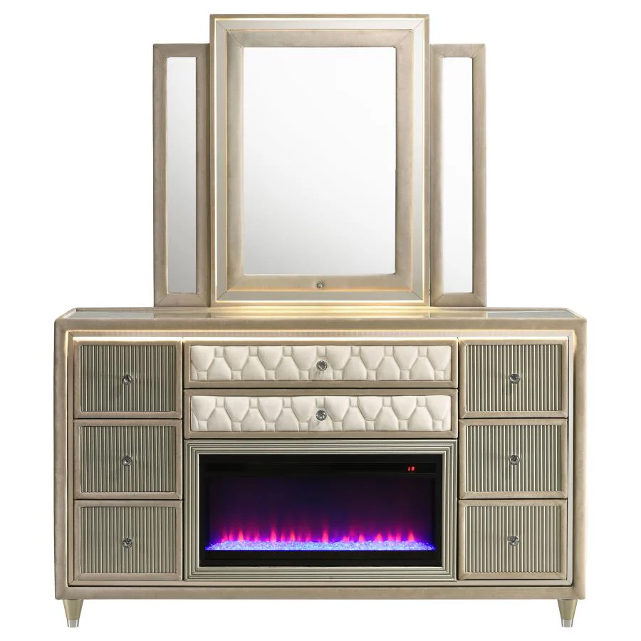 Lorient - 8-Drawer LED Bedroom Flame Box Dresser - Image 9