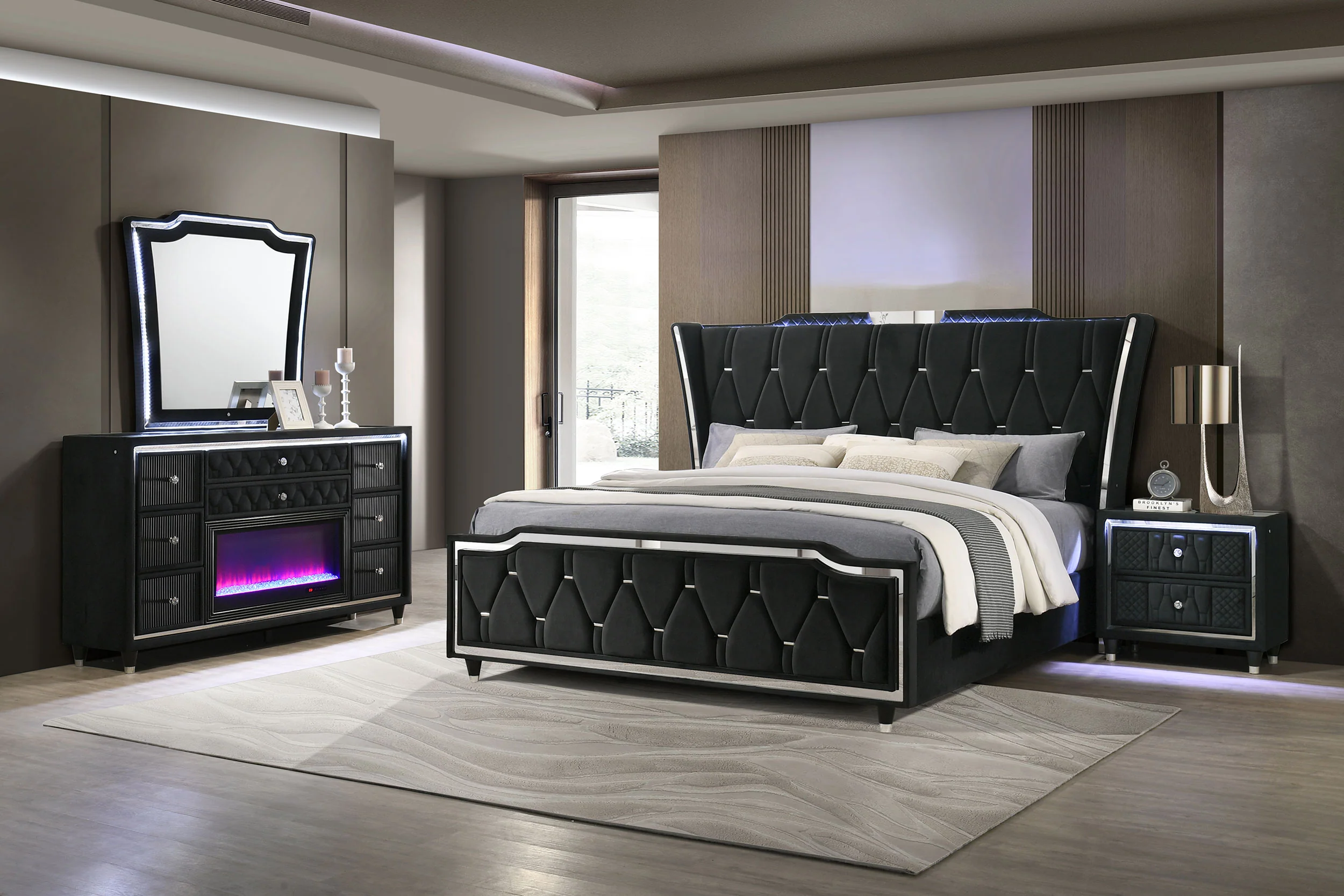 Lorient - Bedroom Set With LED Flame Box Dresser - Image 165