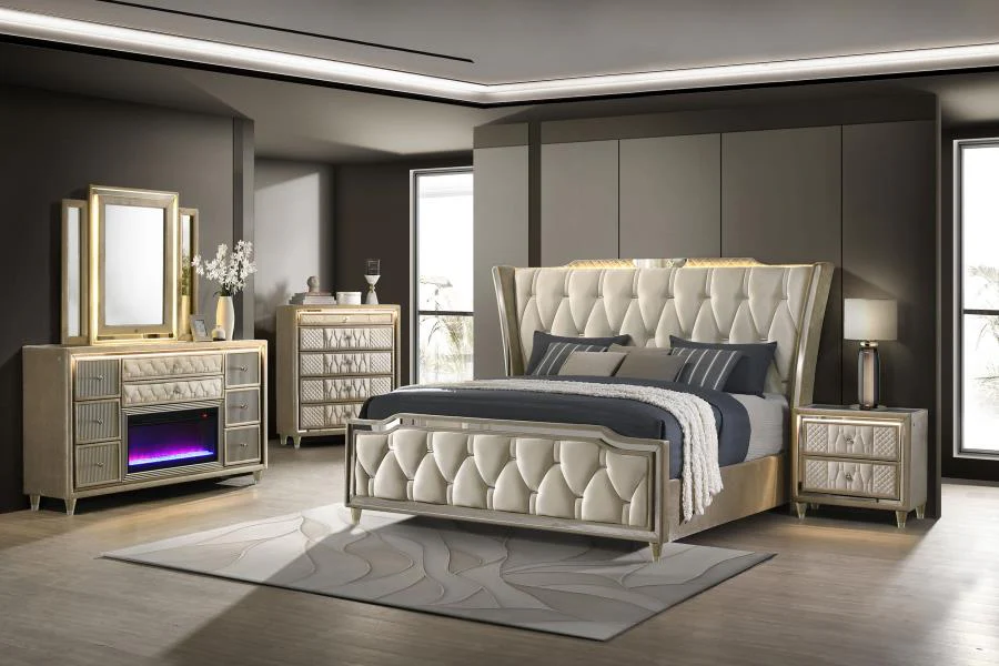 Lorient - Bedroom Set With LED Flame Box Dresser - Image 2