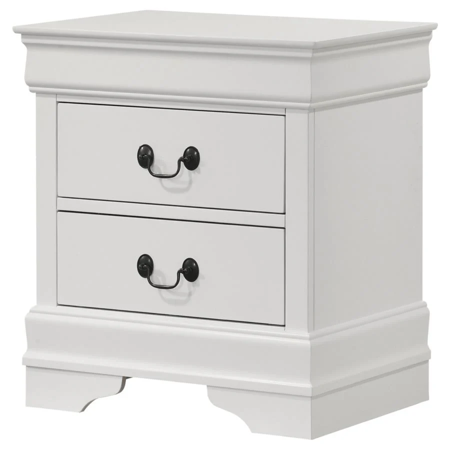 Louis Philippe - 2-Drawer Nightstand Bedside Table - White - Image 4