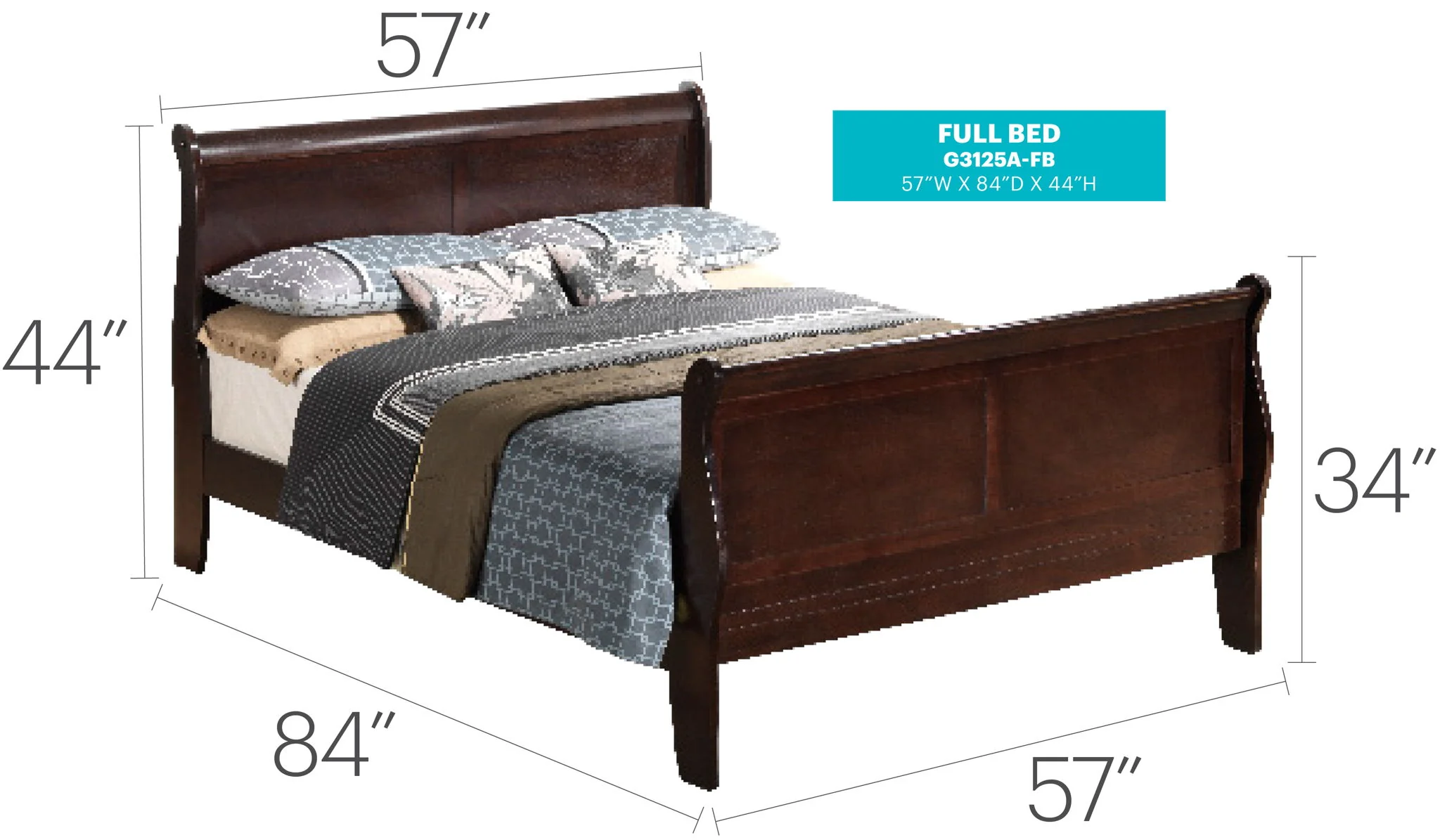 Louis Phillipe - Panel Sleigh Bed - Image 11