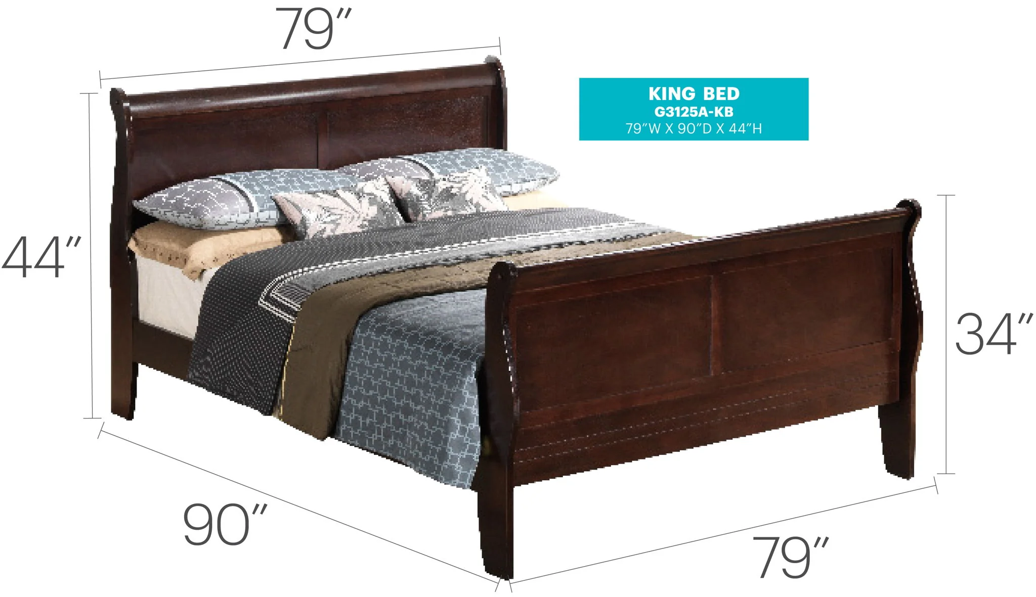Louis Phillipe - Panel Sleigh Bed - Image 12