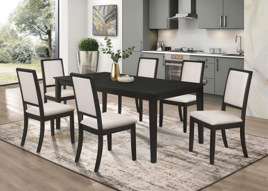 Louise - Rectangular Extension Leaf Dining Table - Black - Image 6