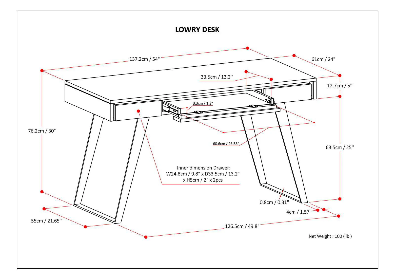 Lowry - Desk - Distressed Charcoal Brown - Image 2