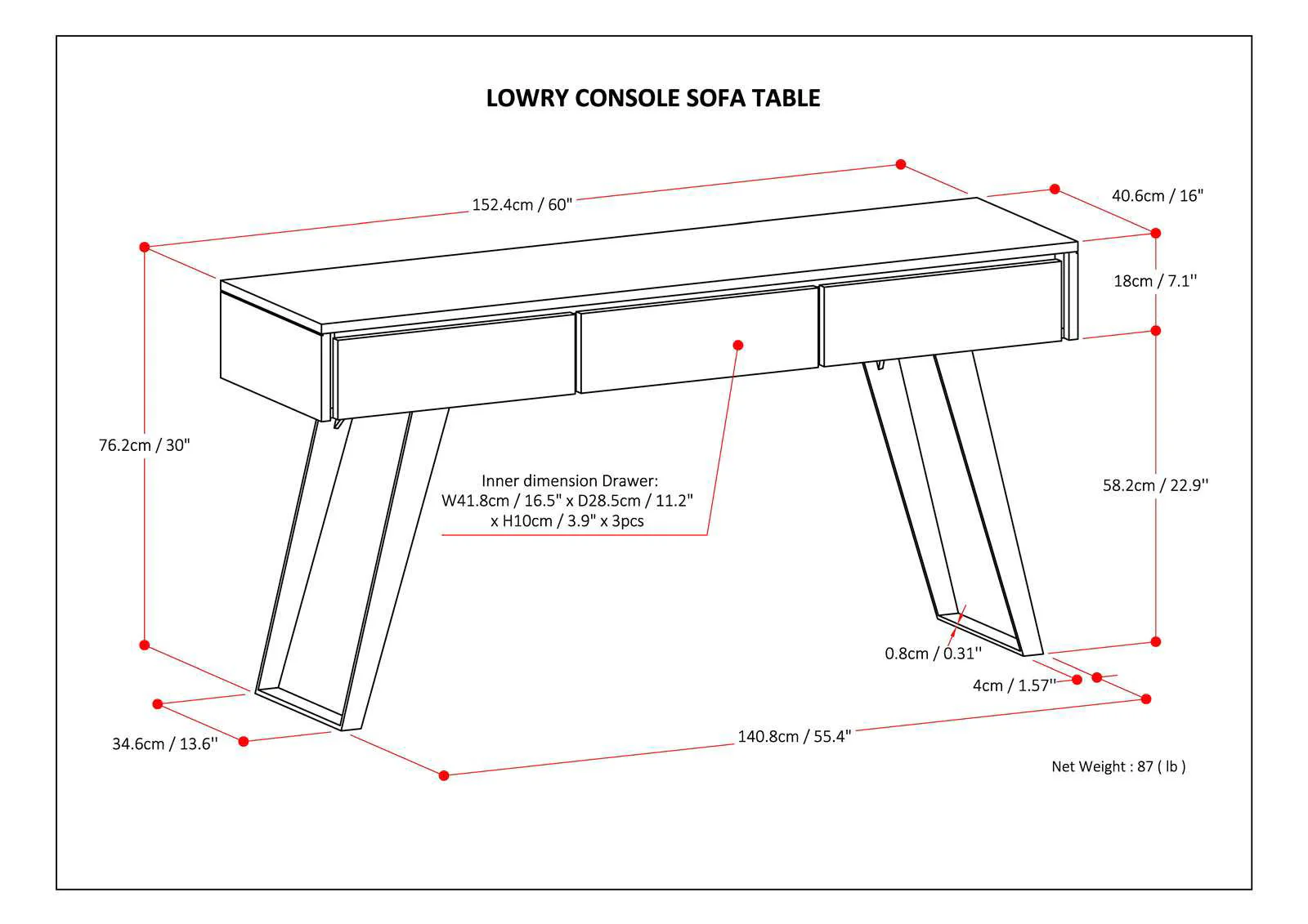 Lowry - Handcrafted Console Sofa Table - Image 14