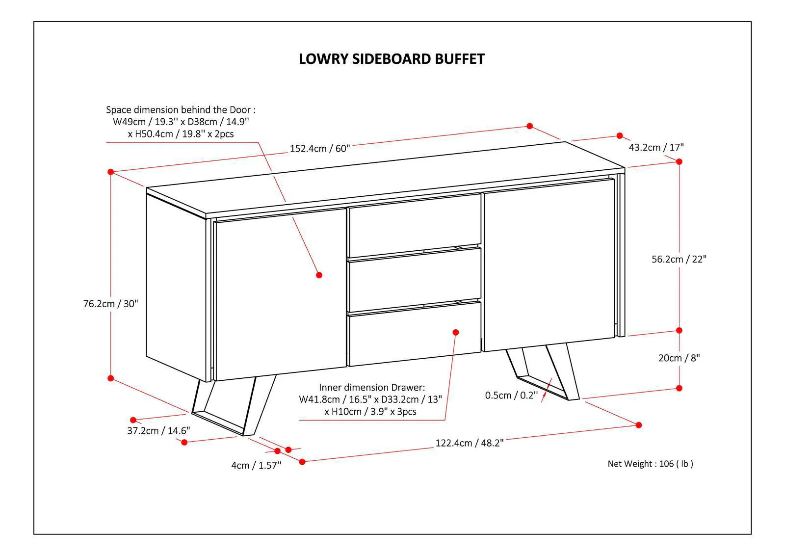 Lowry - Handcrafted Sideboard Buffet - Image 7