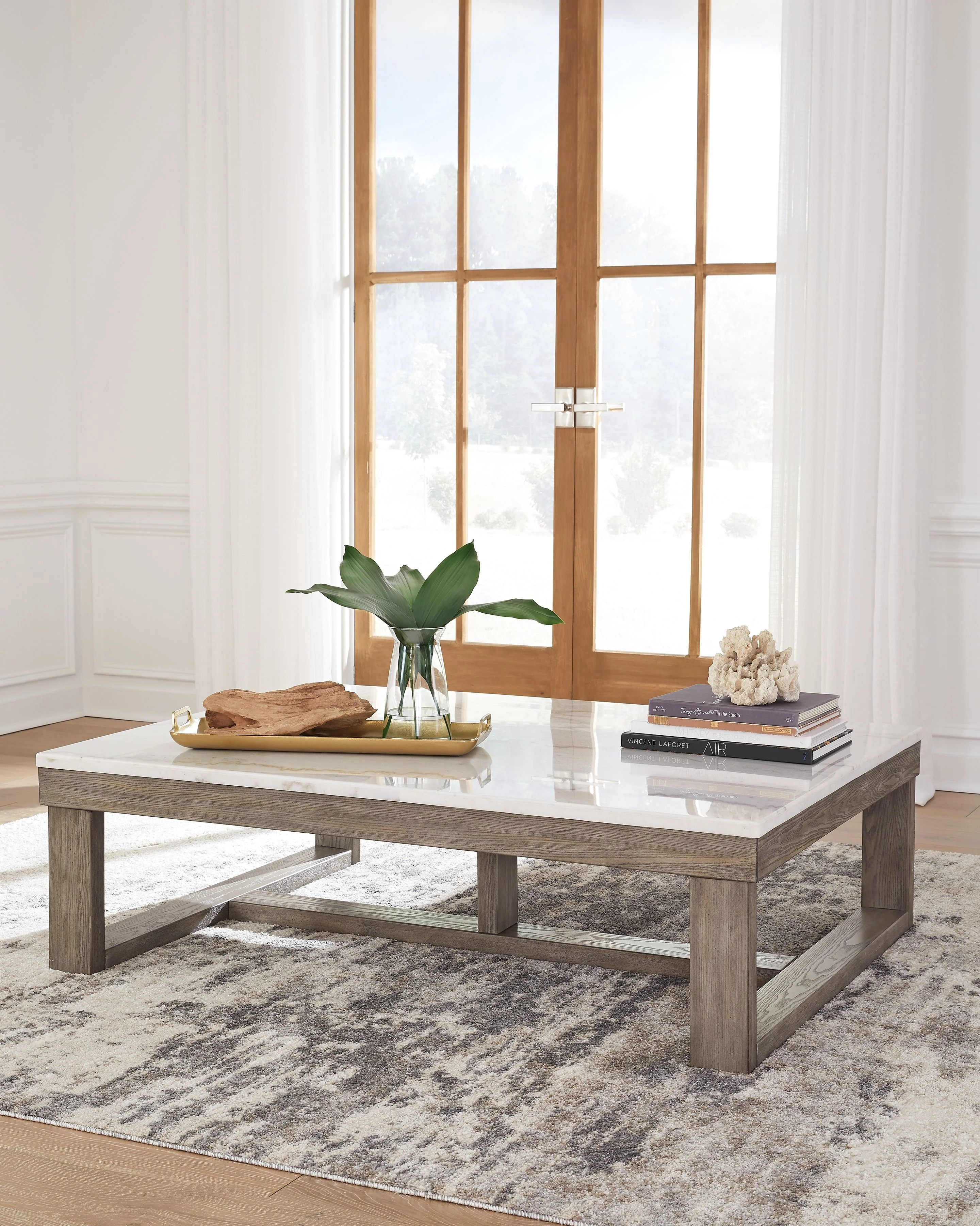 Loyaska - Rectangular Cocktail Table - Brown / Ivory - Image 6