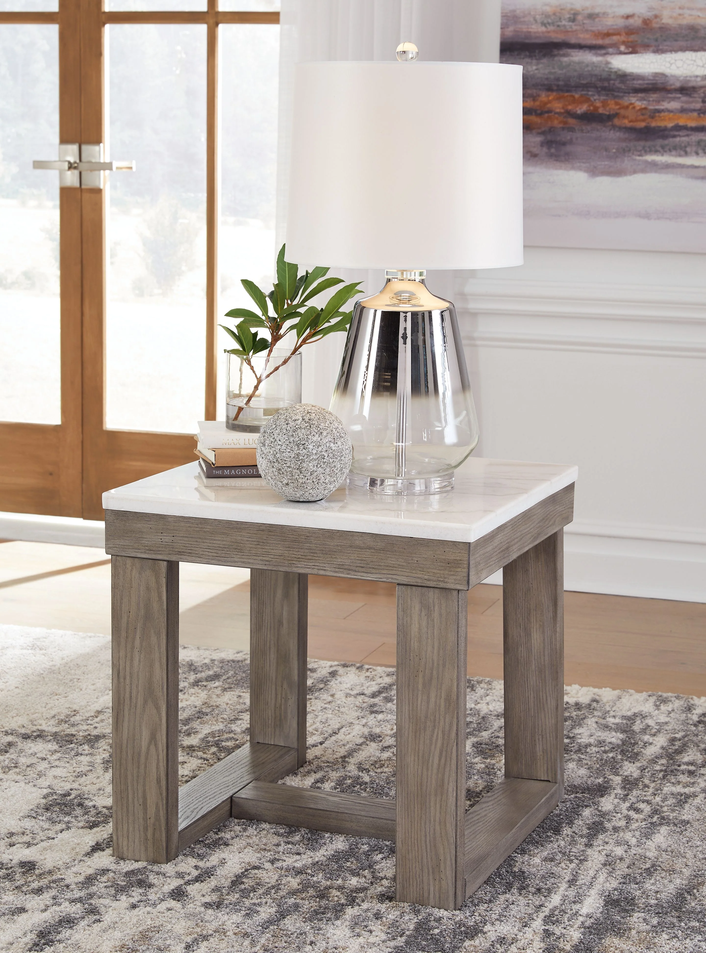 Loyaska - Square End Table - Brown / Ivory - Image 3