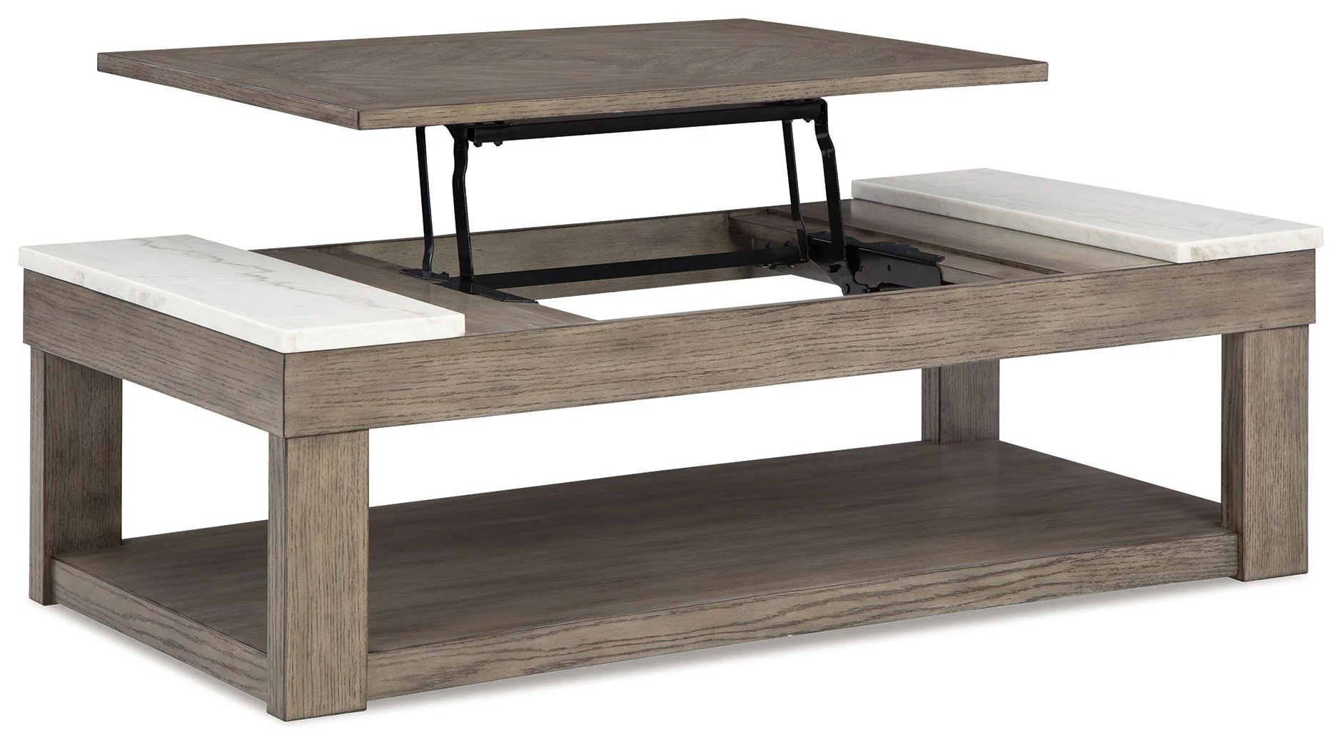 Loyaska - Lift Top Cocktail Table - Grayish Brown / White - Image 4