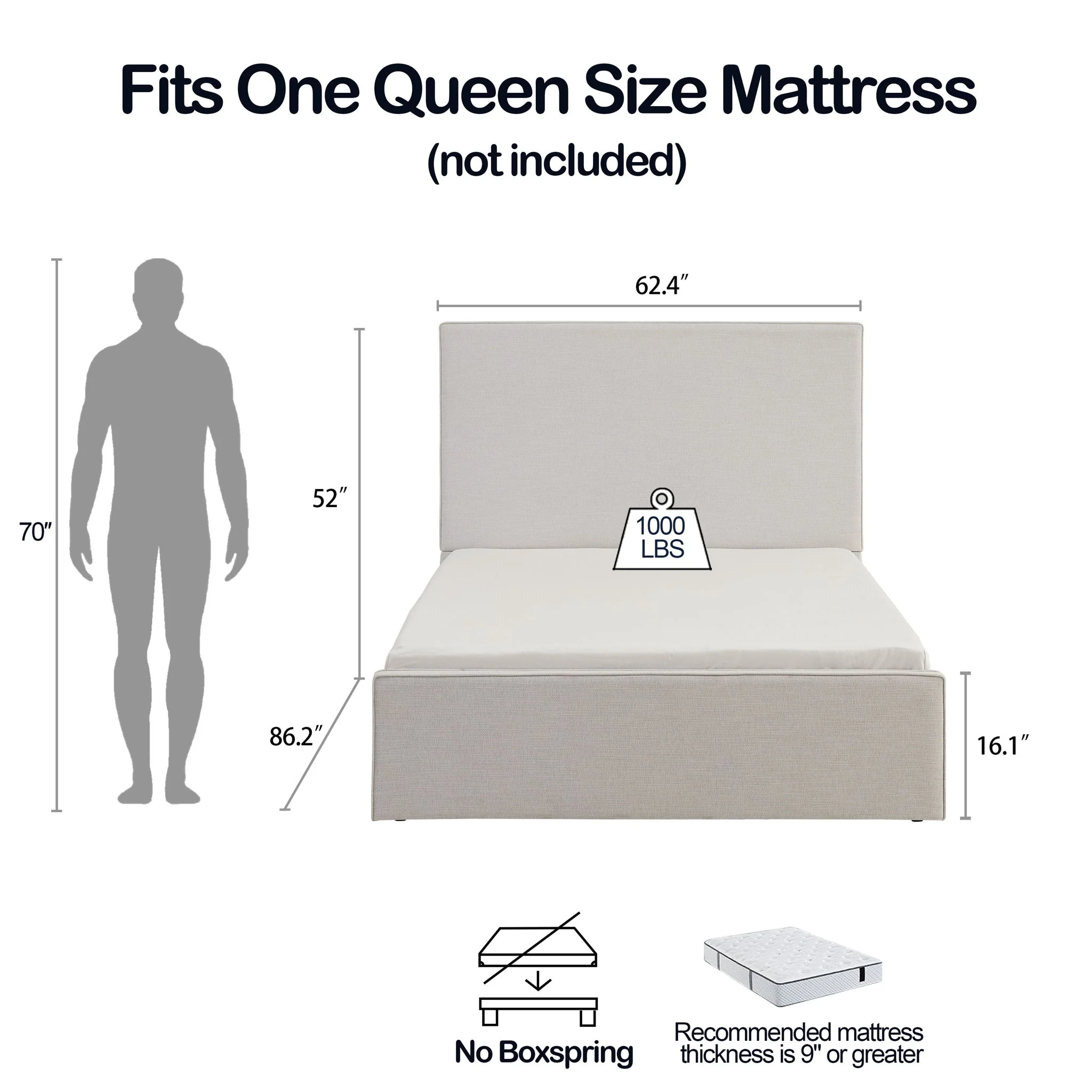 Lucas - Tall Headboard Upholstered Bed - Image 14