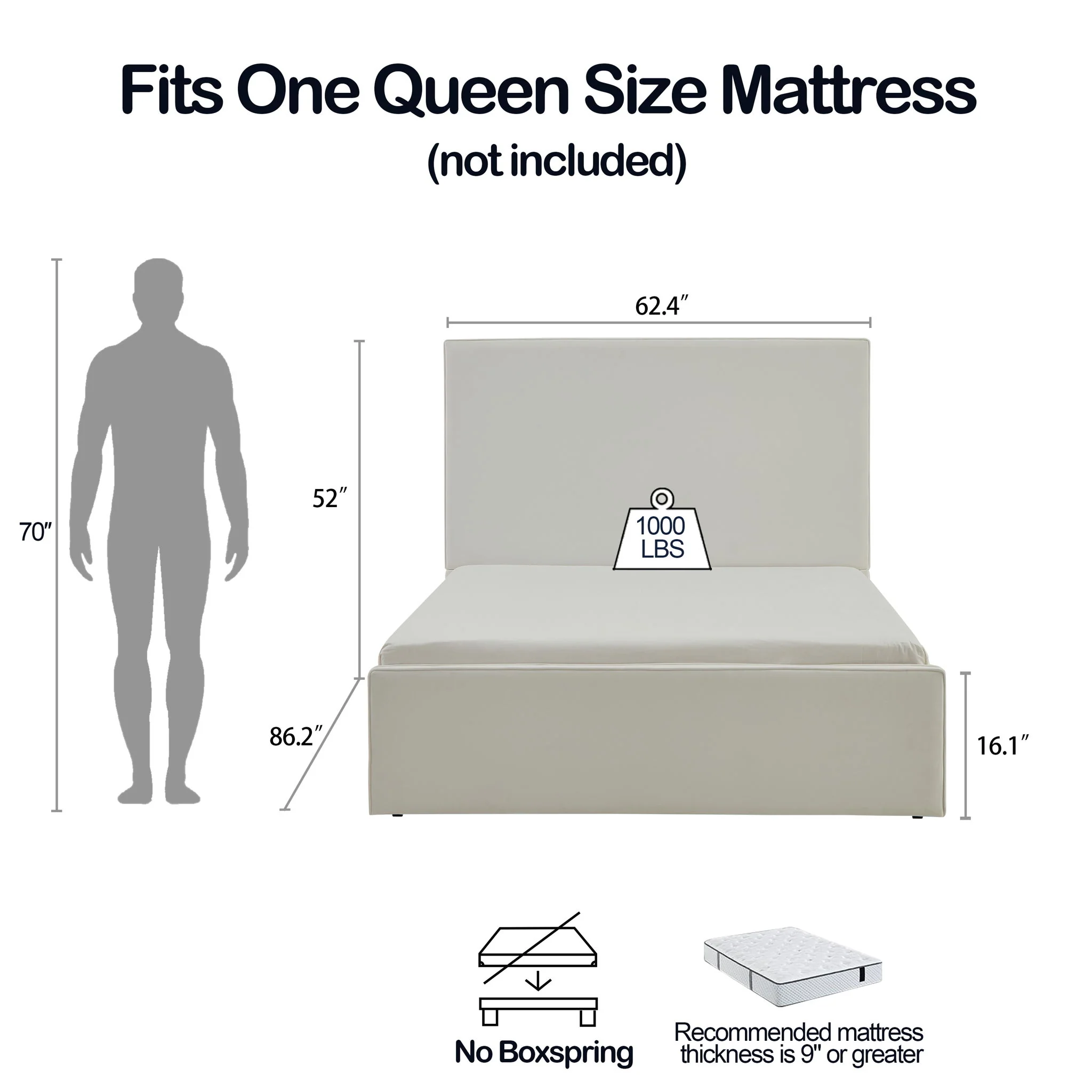 Lucas - Tall Headboard Upholstered Bed - Image 20