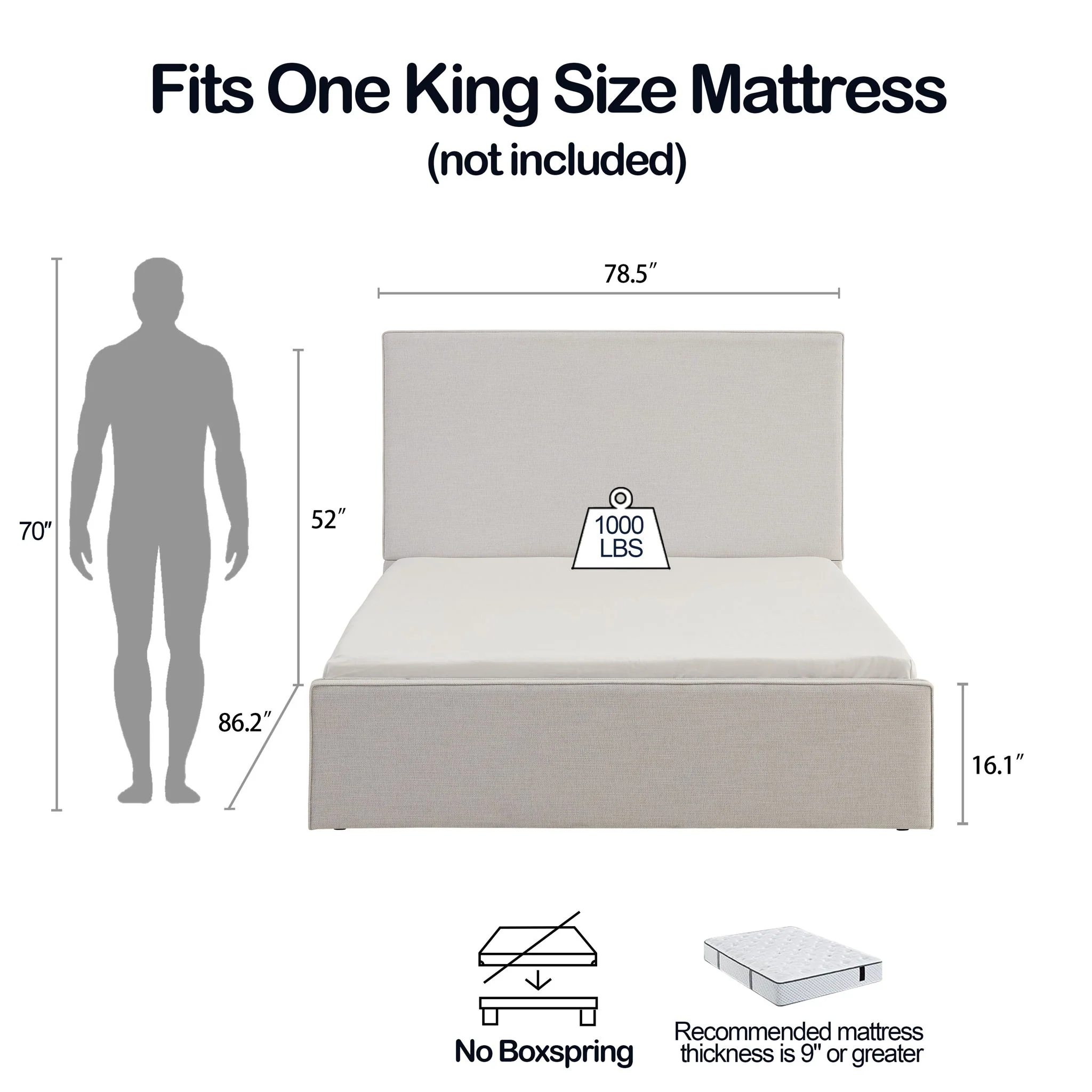 Lucas - Tall Headboard Upholstered Bed - Image 5