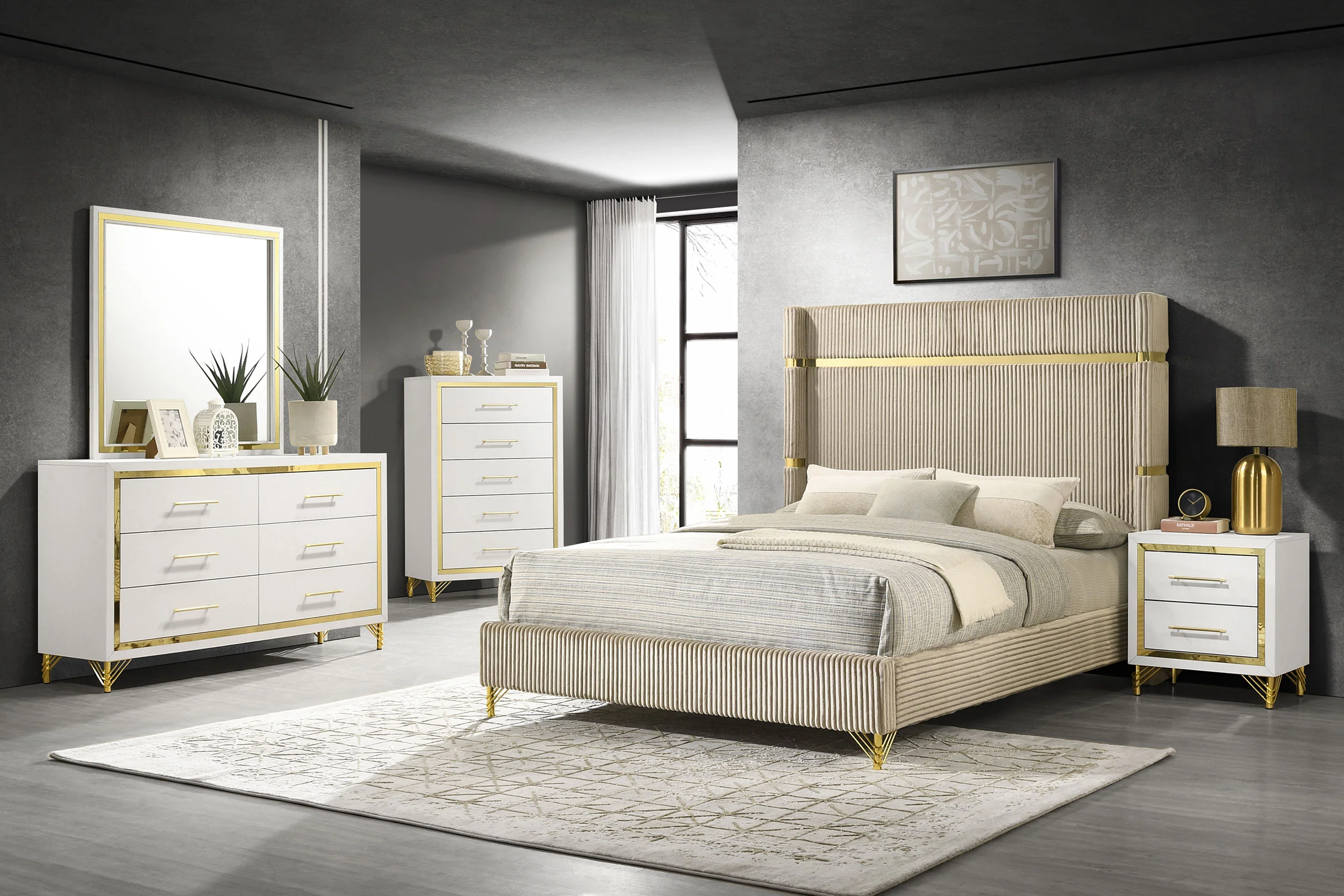 Lucia - Bedroom Set With Upholstered Wingback Panel Bed - Image 103