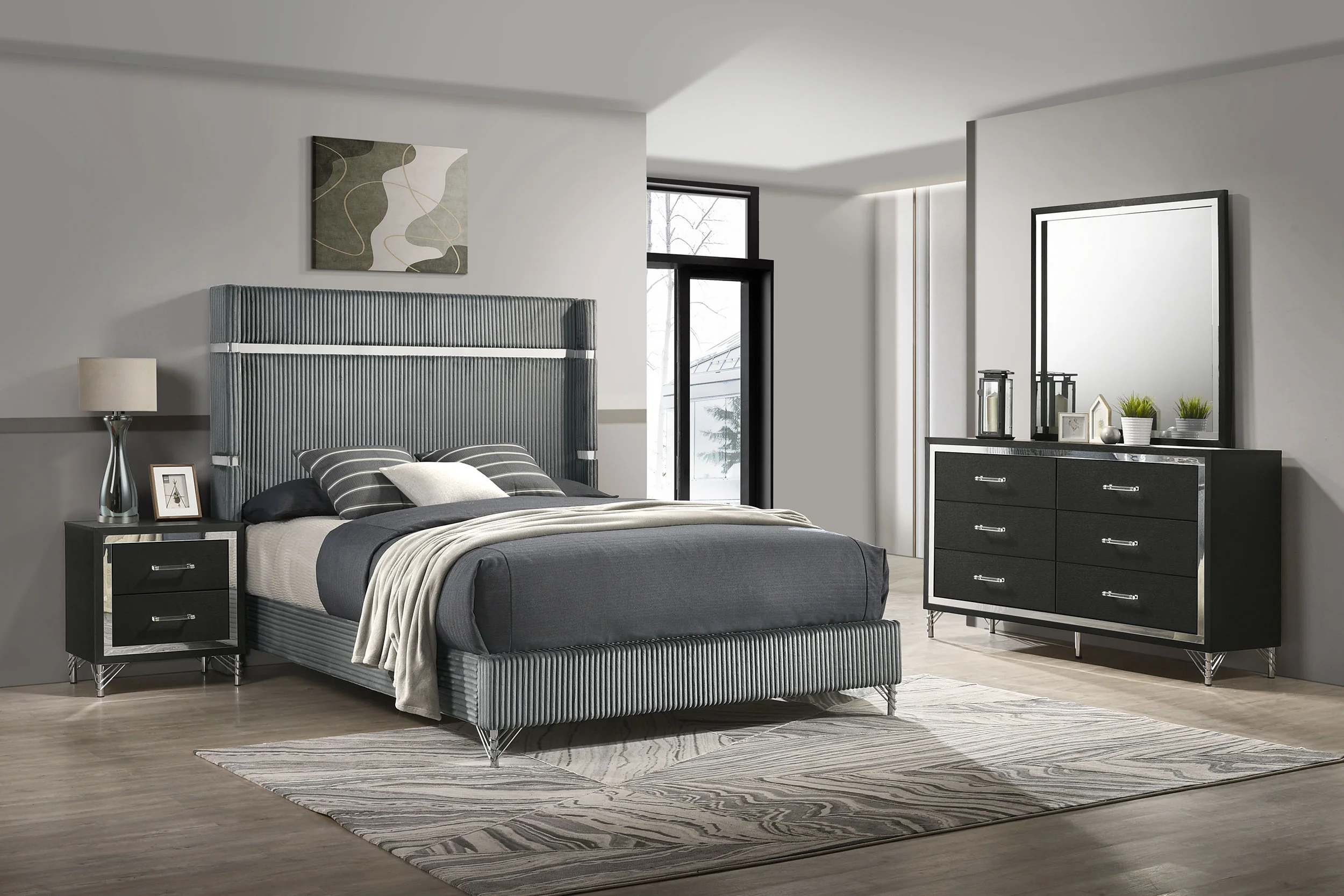 Lucia - Bedroom Set With Upholstered Wingback Panel Bed - Image 105