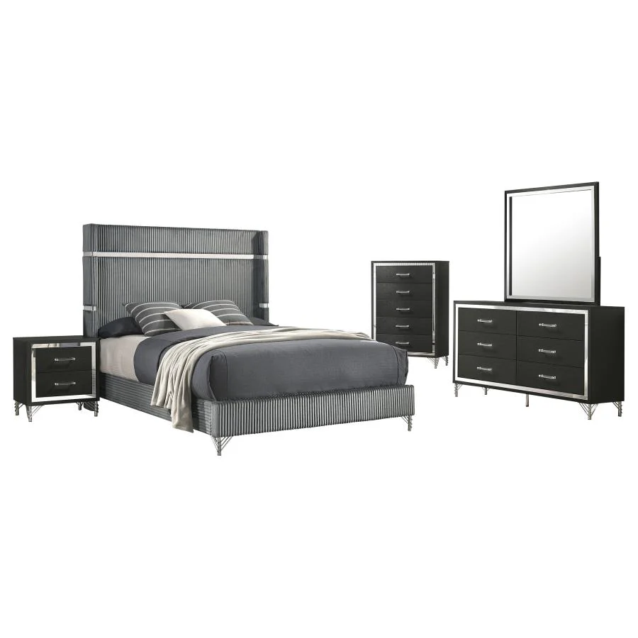 Lucia - Bedroom Set With Upholstered Wingback Panel Bed - Image 14