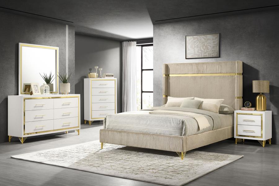 Lucia - Bedroom Set With Upholstered Wingback Panel Bed - Image 4
