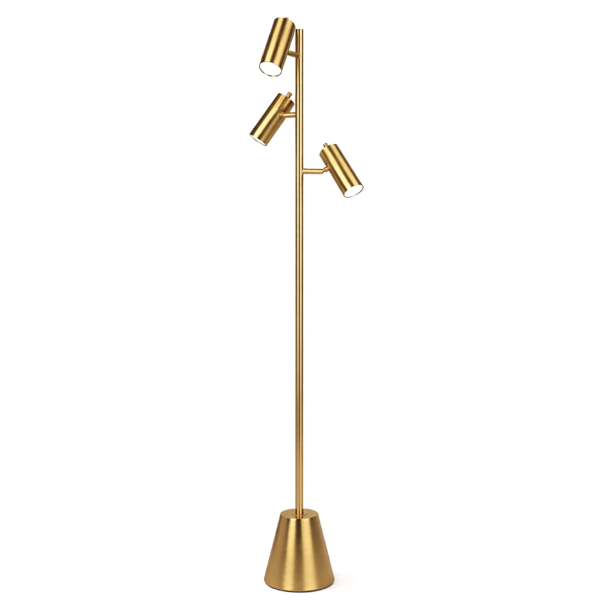 Lumina - Floor Lamp With Rotary Switch Triple Spots Cone Base - Gold - Image 2