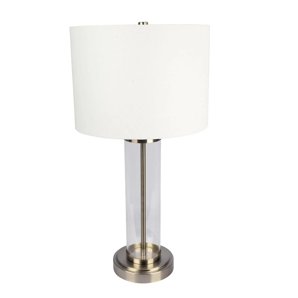 Luna - Table Lamp With On / Off Switch Clear Body Base - Clear / Silver / White - Image 2
