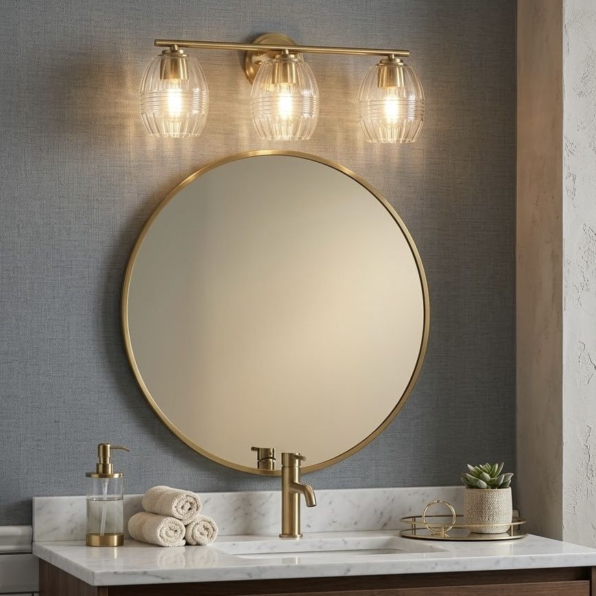 Luster - 3 Lights Vanity With Clear For Bathrooms Above Mirror Wall Lamp Satin - Clear / Gold - Image 8