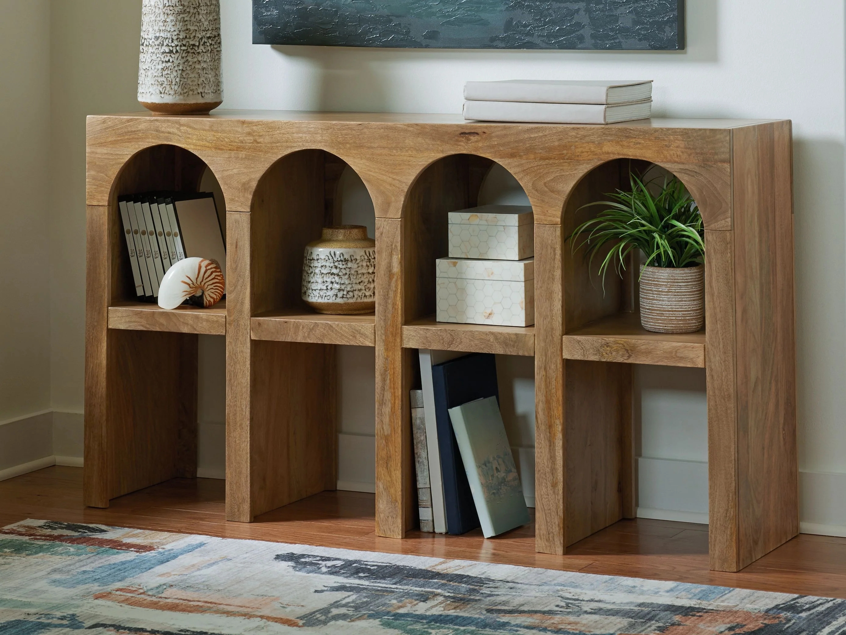 Luzmanacy - Console Sofa Table - Natural Brown - Image 3