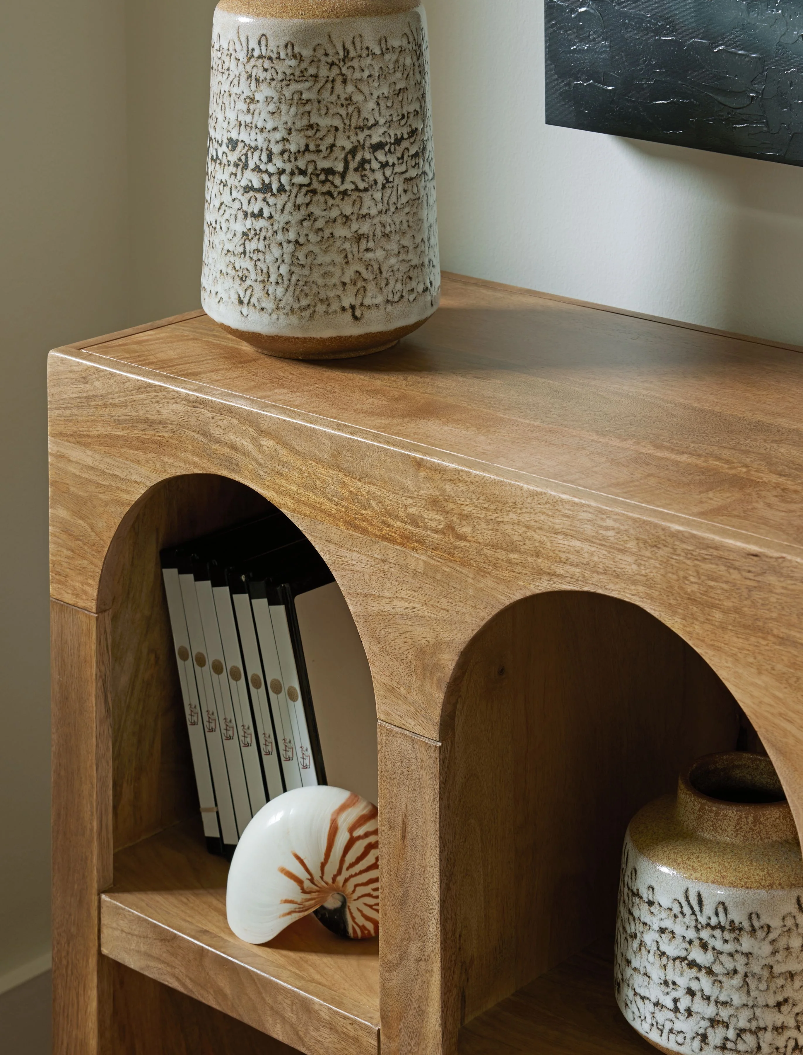Luzmanacy - Console Sofa Table - Natural Brown - Image 4