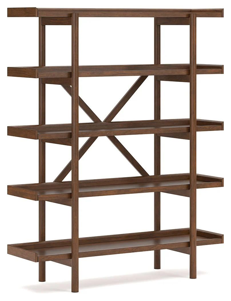 Lyncott - 3 Pc. - Home Office Desk, Chair, Bookcase - Brown - Image 2