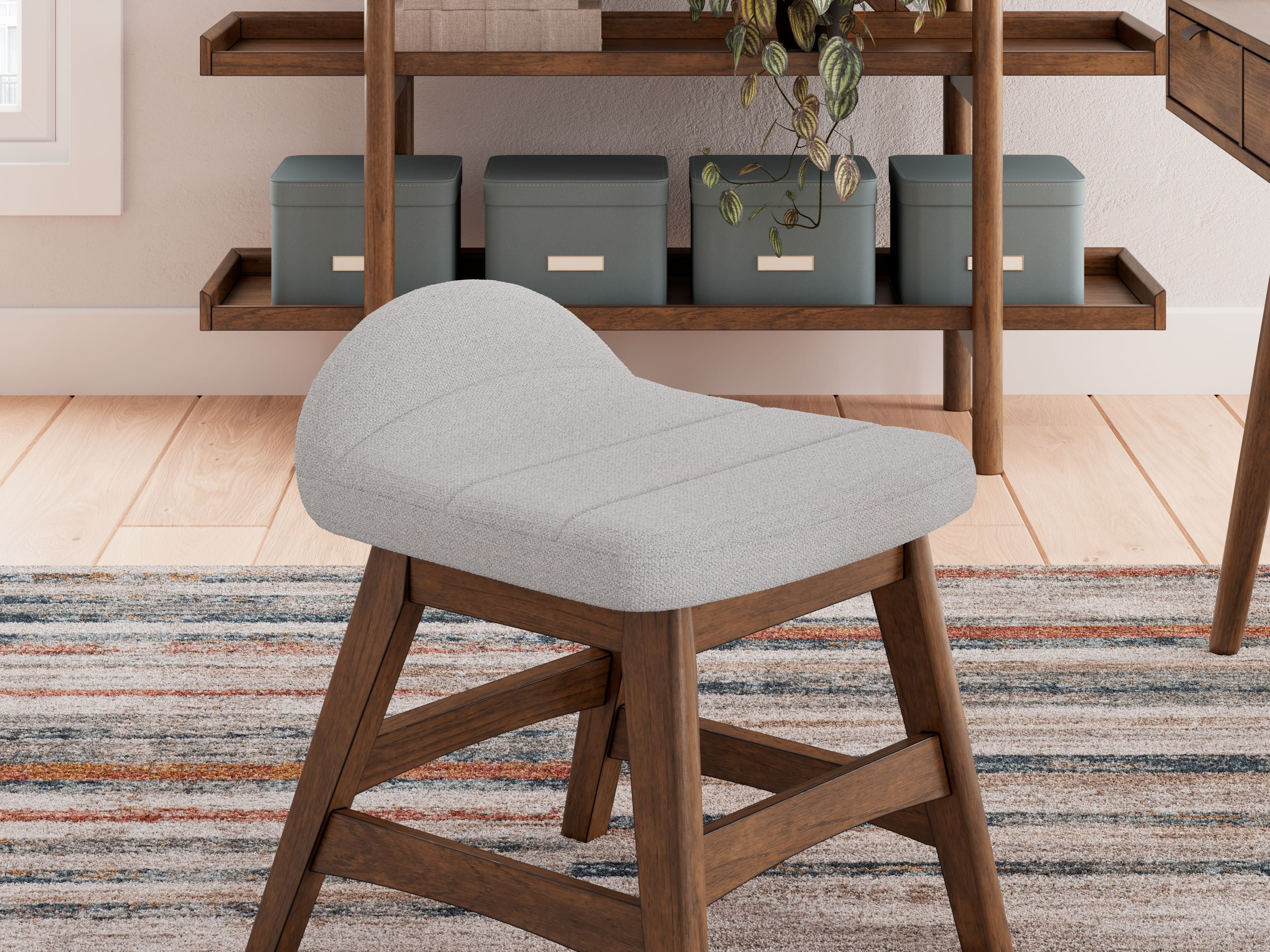Lyncott - Home Office Desk Chair - Light Gray / Brown - Image 8