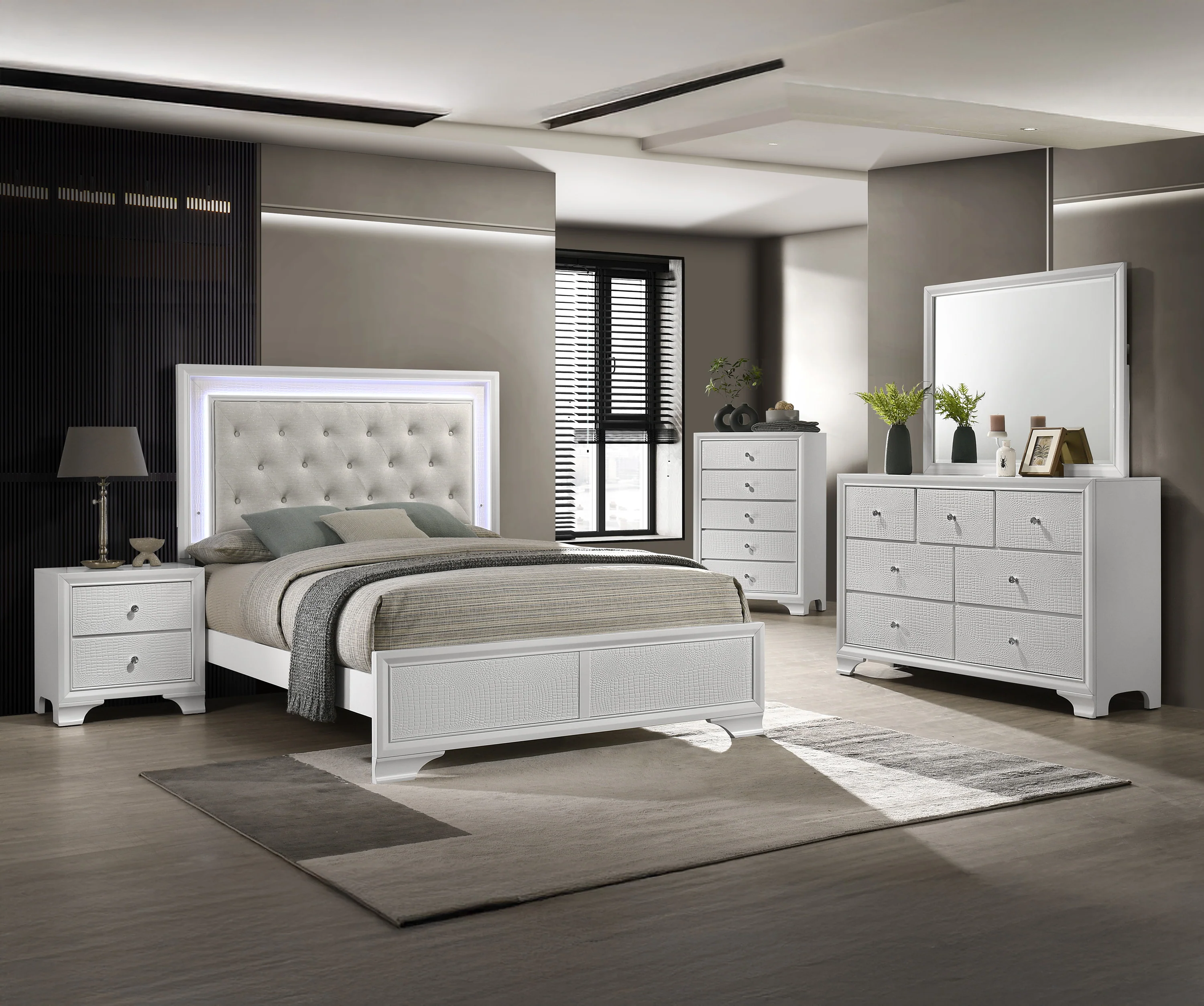 Lyssa Led Bed Frost/Oat