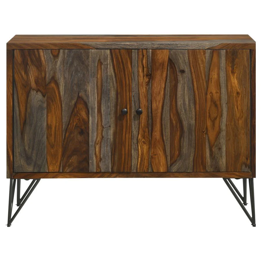 Macon - 2 Door Sheesham Wood Storage Accent Cabinet - Gray - Image 4