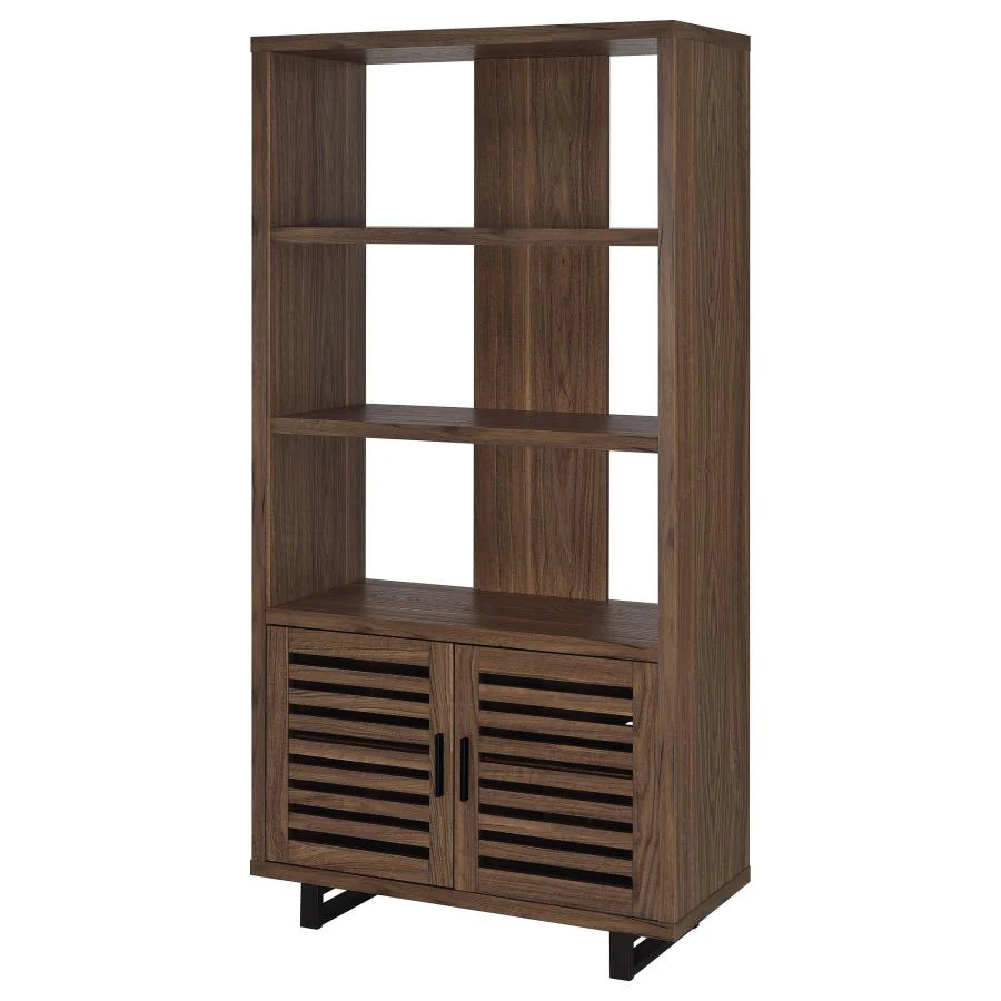 Maddox - 3-Shelf Cabinet Bookcase - Walnut - Image 5