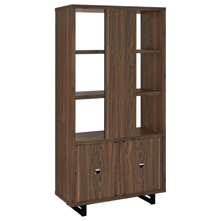 Maddox - 3-Shelf Cabinet Bookcase - Walnut - Image 7