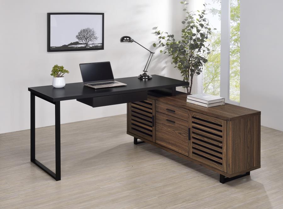Maddox - L-Shape Office Computer Desk - Black - Image 2
