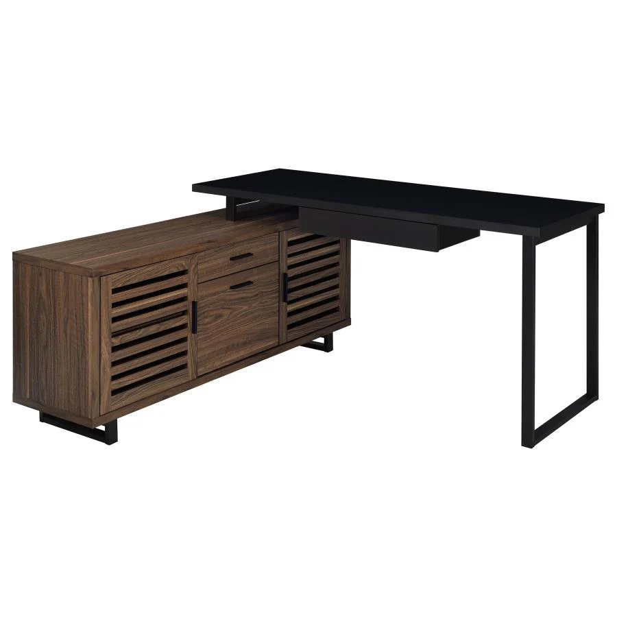 Maddox - L-Shape Office Computer Desk - Black - Image 4