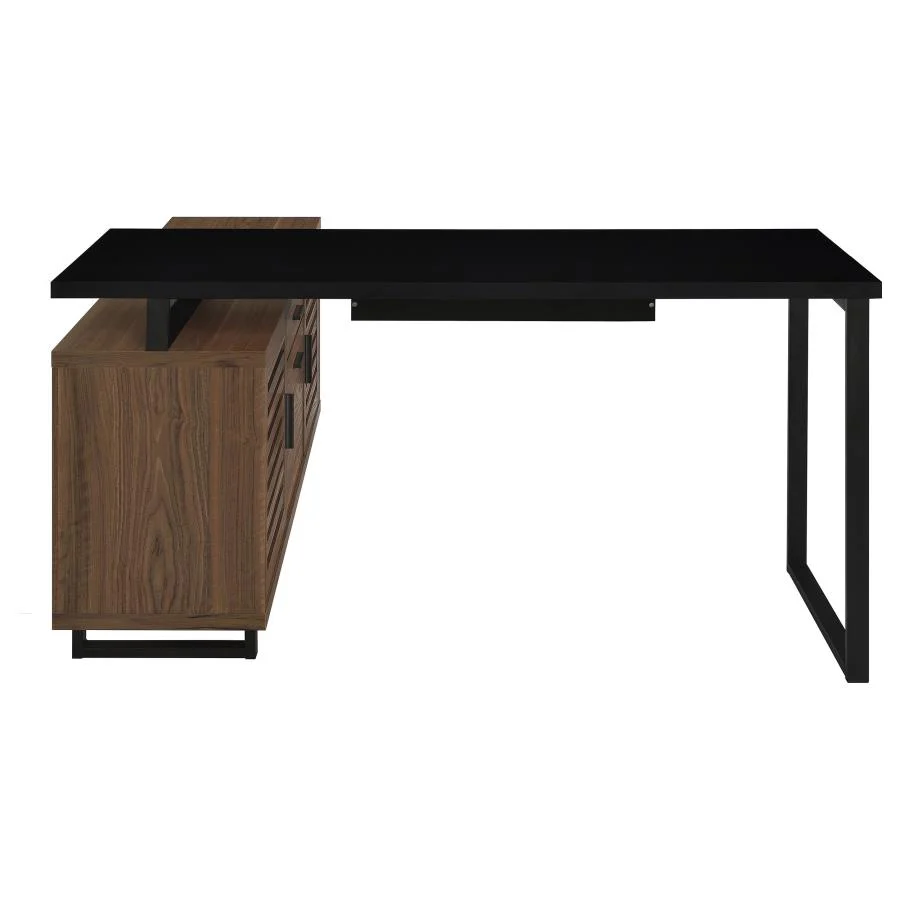 Maddox - L-Shape Office Computer Desk - Black - Image 9