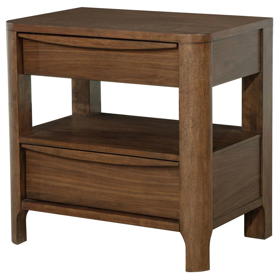 Maderia - 2-Drawer Nightstand Bedside Table - Walnut - Image 4