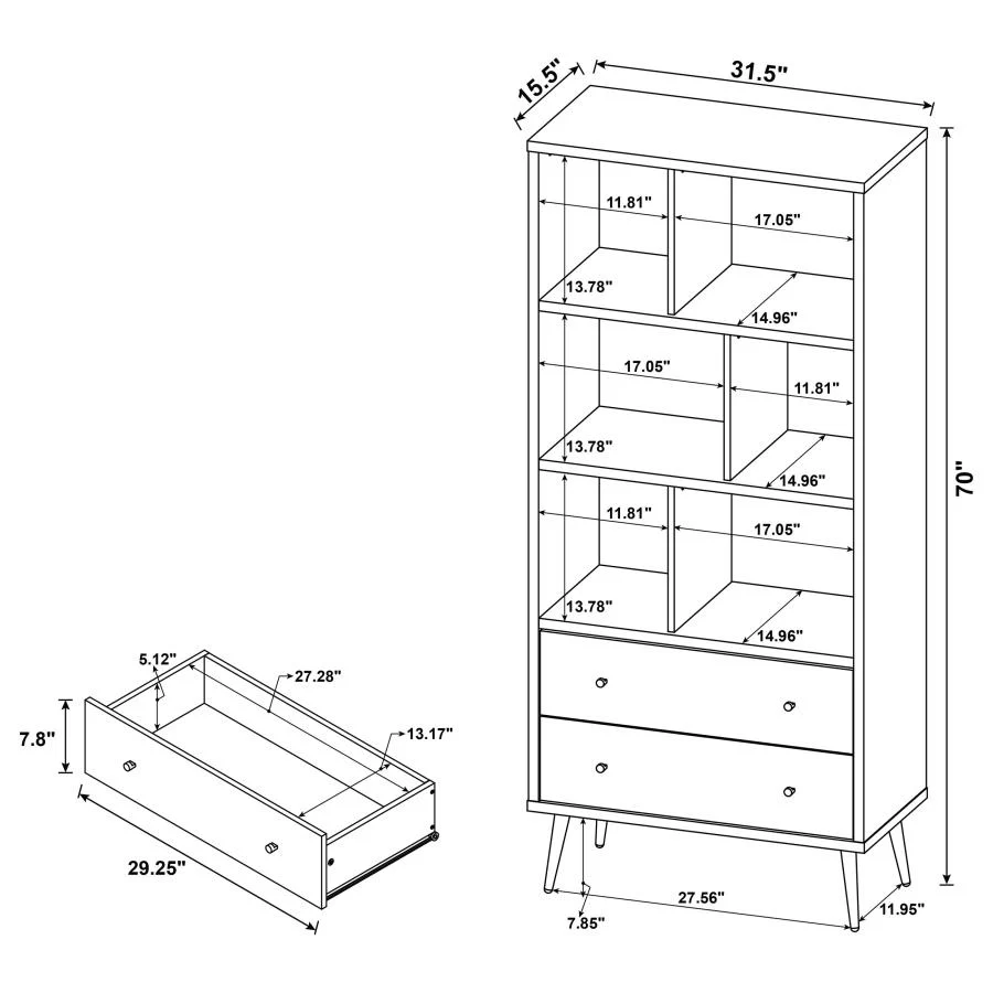 Maeve - 3-Shelf Bookcase With Drawers - Distressed Pine - Image 14