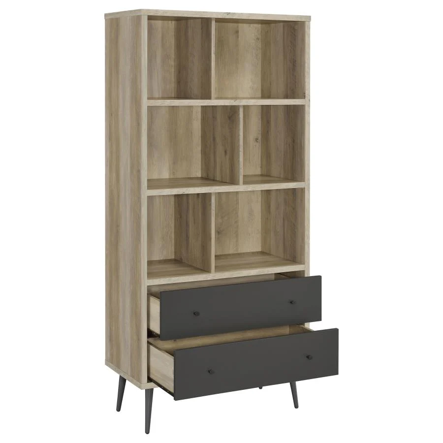 Maeve - 3-Shelf Bookcase With Drawers - Distressed Pine - Image 3